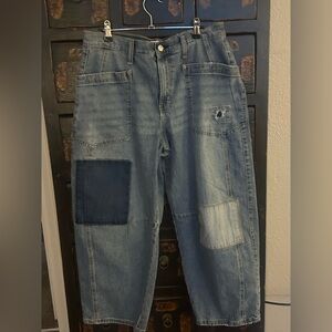 Women’s Patchwork distressed barrel jeans Size 10